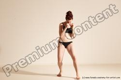 Underwear Martial art Woman White Moving poses Slim medium brown Dynamic poses Academic